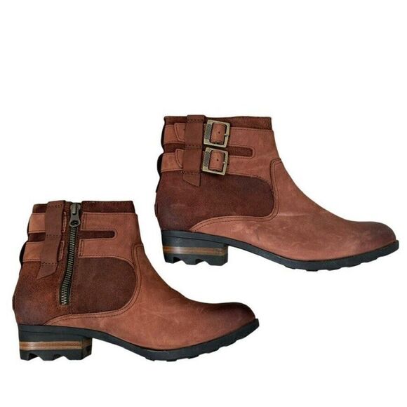 NWT Sorel Women’s Lolla Rust Red Leather Ankle Bootie in Buffalo Sz 9 - Picture 5 of 10